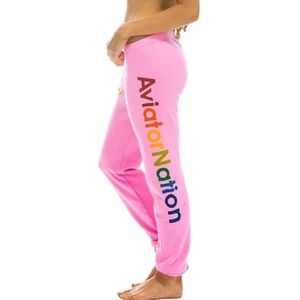 WOMEN'S AVIATOR NATION SWEATPANTS - NEON PINK size small